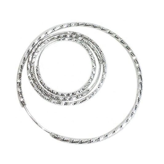 Sterling Silver Rhodium Plated 25 - 50 mm Hoops