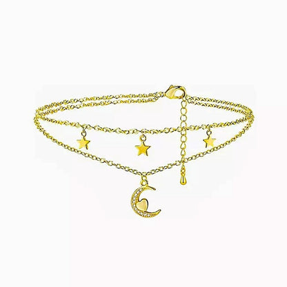 Sterling Silver Gold Plated Moon Anklet