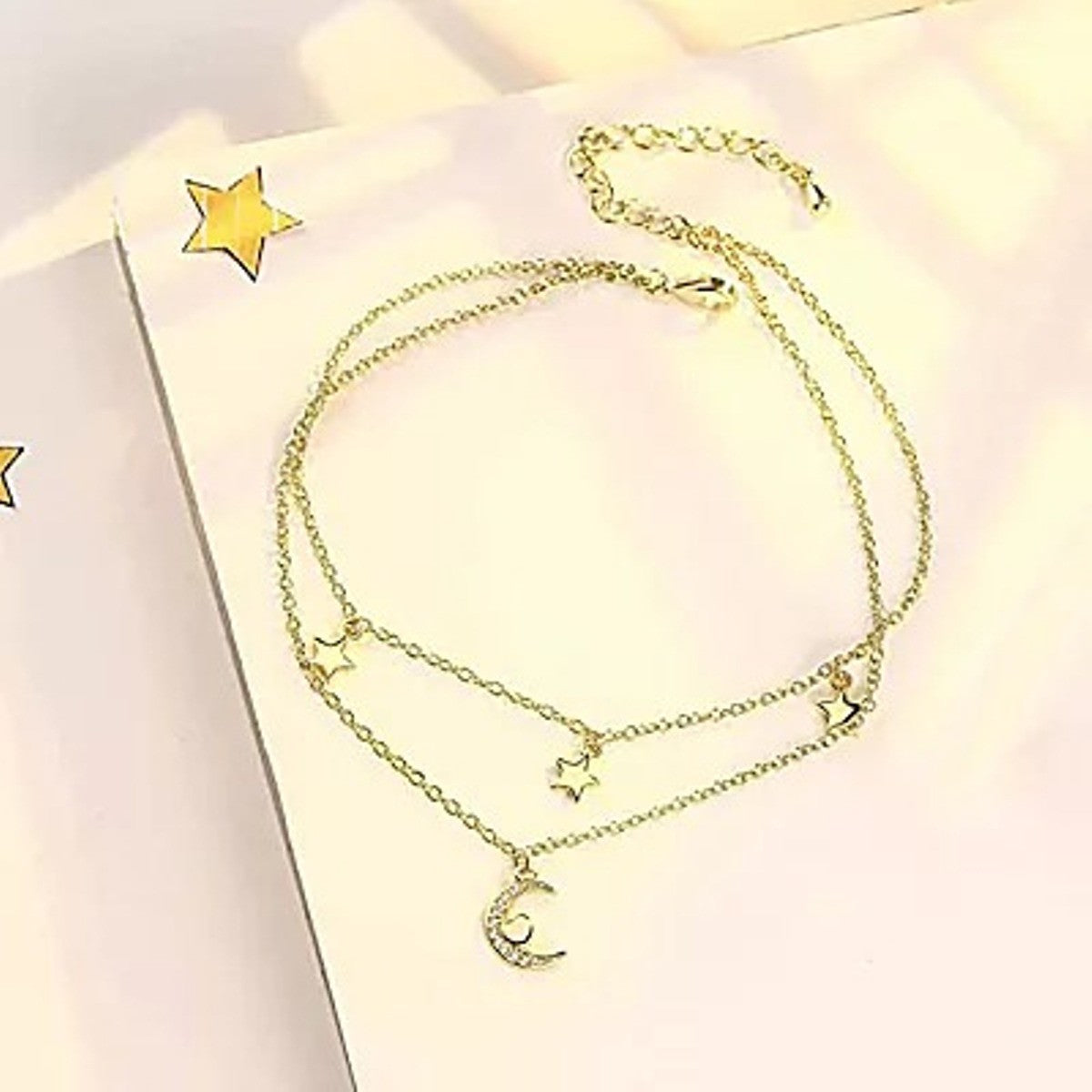 Sterling Silver Gold Plated Moon Anklet