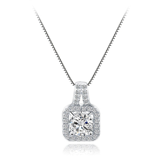 Sterling Silver Rhodium Plated CZ Necklace