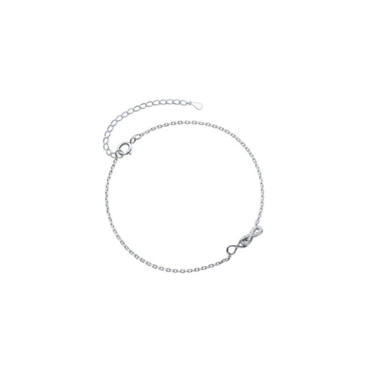 Sterling Silver Rhodium Plated CZ Infinity Anklet