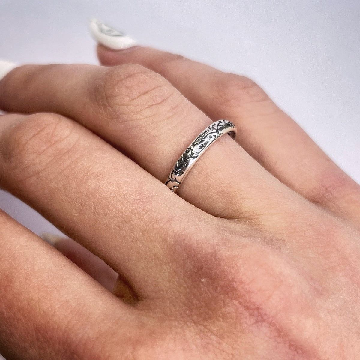 Sterling Silver CZ Ornamented Ring