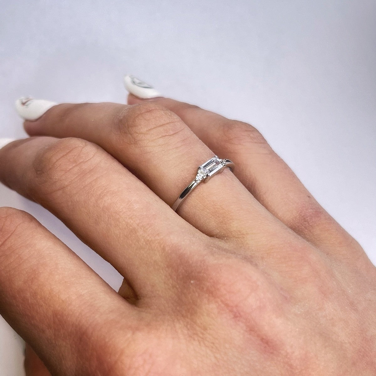 Sterling Silver Rectangle CZ Ring