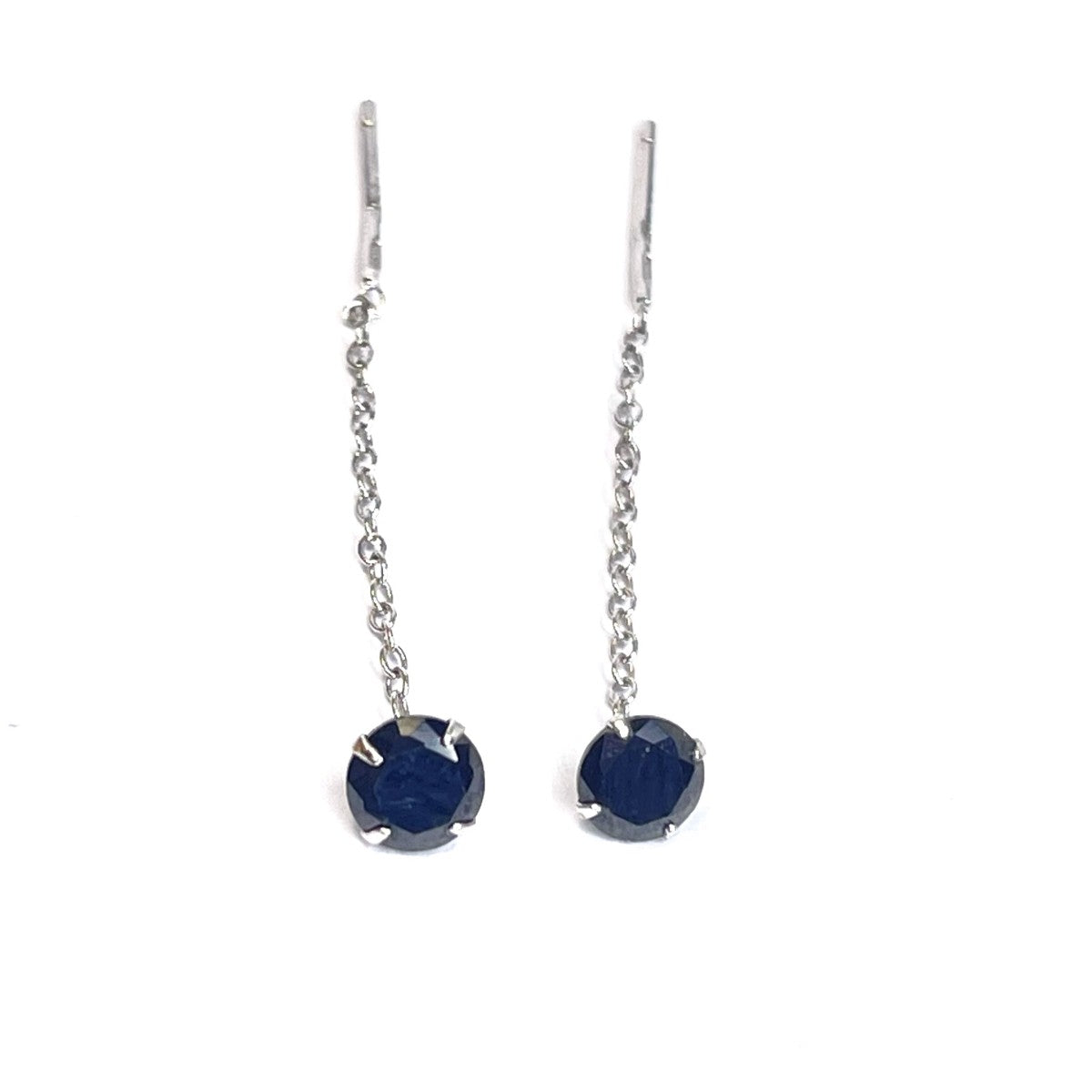 Sterling Silver Rhodium Plated CZ Chain Drop Earrings