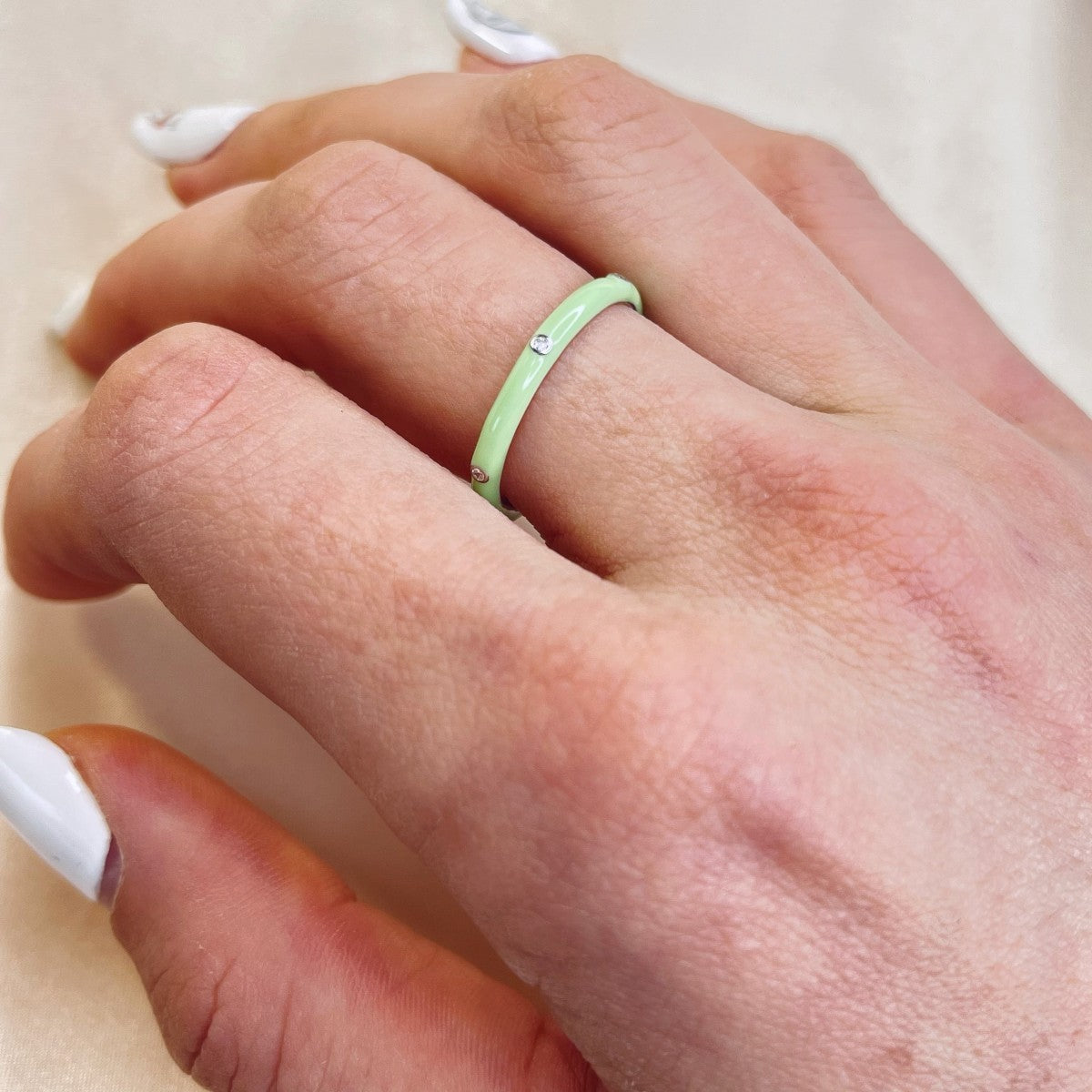 Sterling Silver Green Enamel Ring