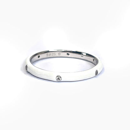 Sterling Silver White Enamel Ring