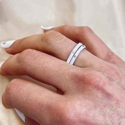 Sterling Silver White Enamel Ring