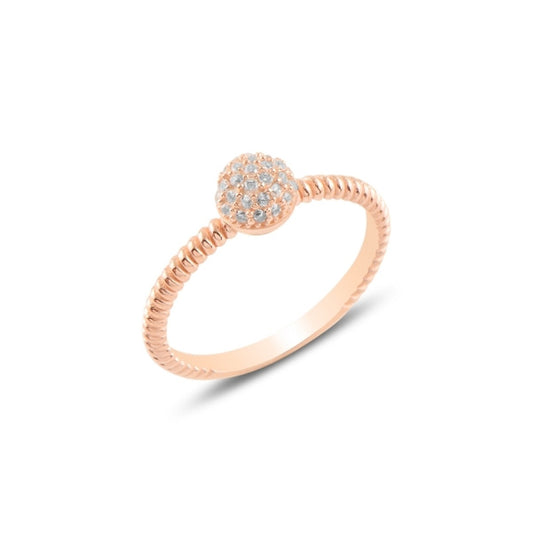 Sterling Silver Rose Gold Plated Half Ball Ring