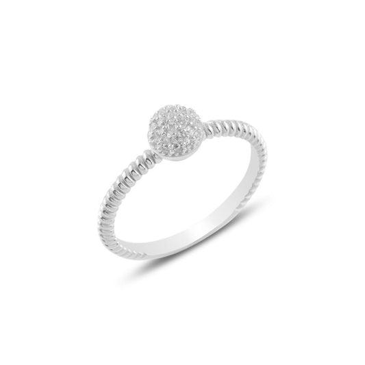 Sterling Silver Rhodium Plated Half Ball Ring