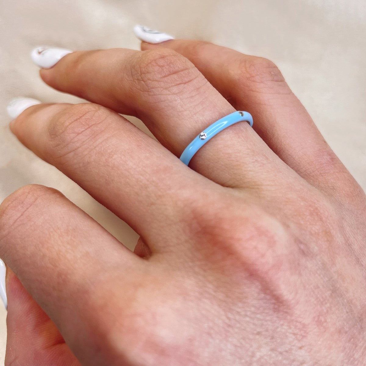 Sterling Silver Blue Enamel Ring