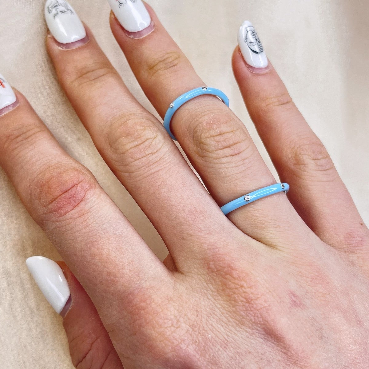 Sterling Silver Blue Enamel Ring