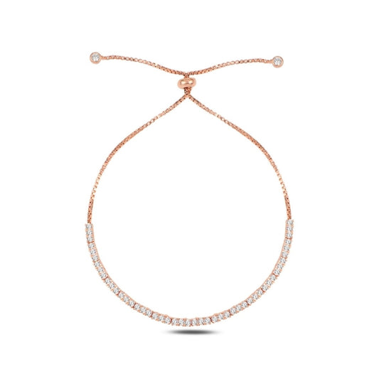 Sterling Silver Rose Gold Plated 1.5 mm Tennis Bracelet