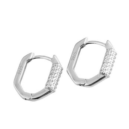 Sterling Silver Rhodium Plated CZ Hoops