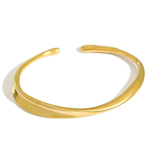 Sterling Silver Gold Plated Round Cuff Bracelet