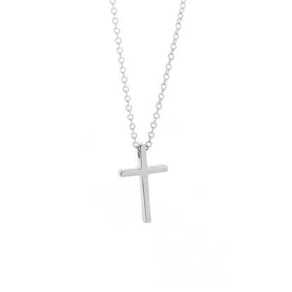 Sterling Silver Rhodium Plated Cross Necklace