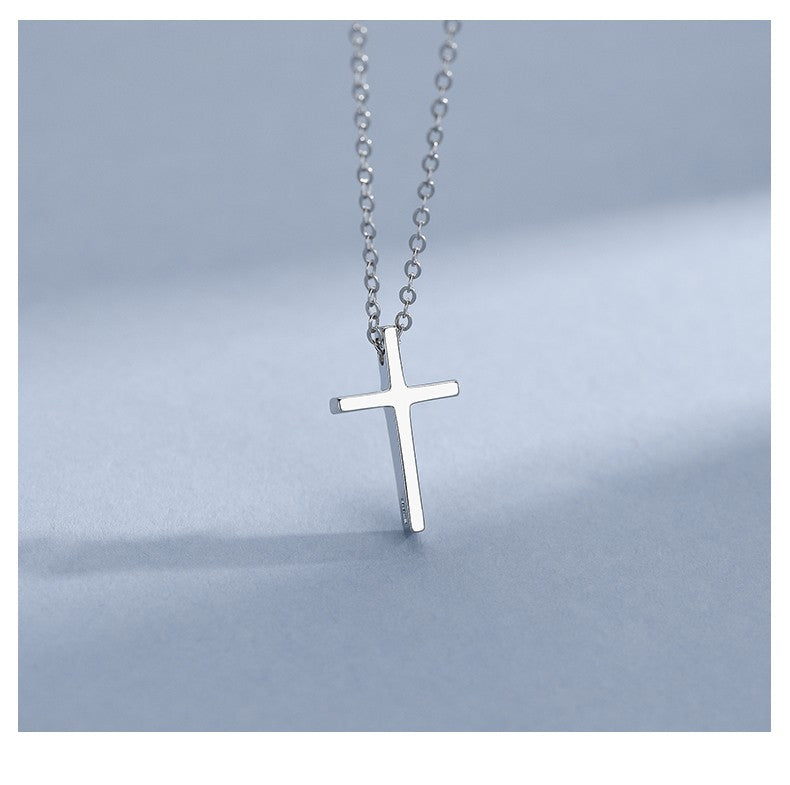 Sterling Silver Rhodium Plated Cross Necklace