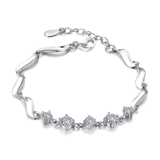 Sterling Silver Rhodium Plated CZ Bracelet