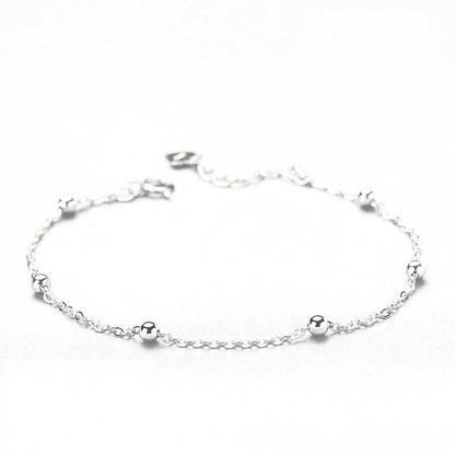 Sterling Silver Rhodium Plated Minimalist Bead Bracelet