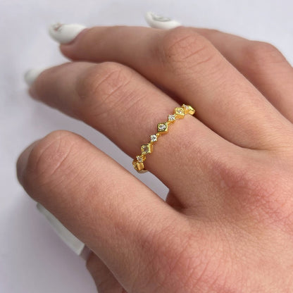 Silver Gold Plated CZ Rhombus Ring