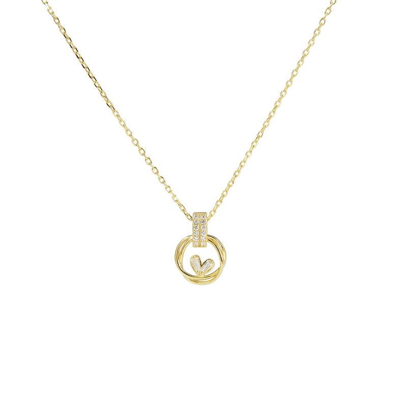 Sterling Silver Rose Gold Plated Circle Necklace