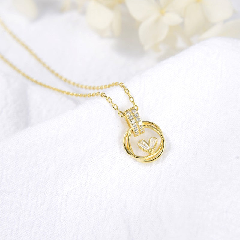 Sterling Silver Rose Gold Plated Circle Necklace