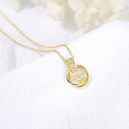 Sterling Silver Rose Gold Plated Circle Necklace