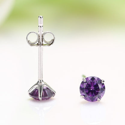 Sterling Silver 3 - 8 mm CZ Crystal Studs