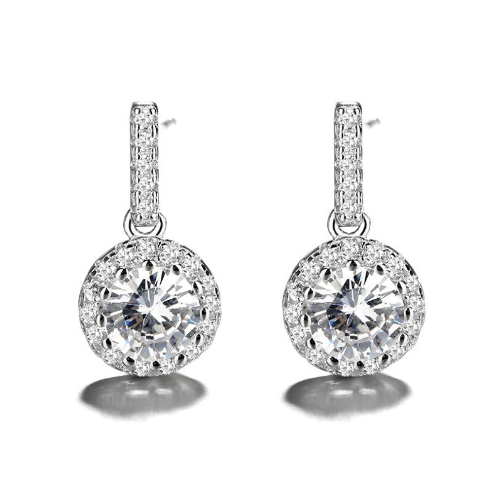 Scandinavian Silver Rhodium Plated CZ Stud Earrings