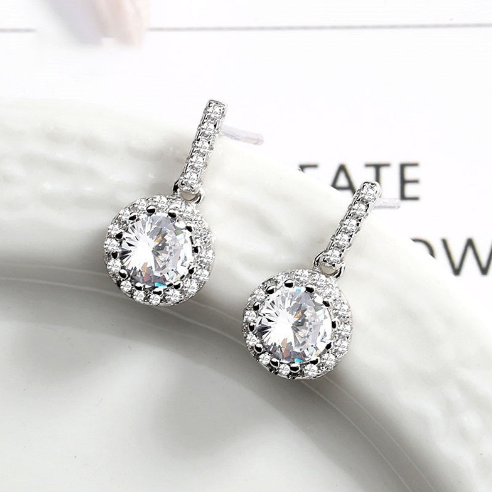 Scandinavian Silver Rhodium Plated CZ Stud Earrings