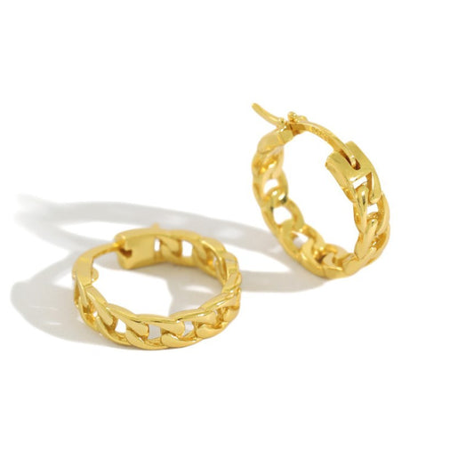 Sterling Silver Gold Plated Chain Hoops