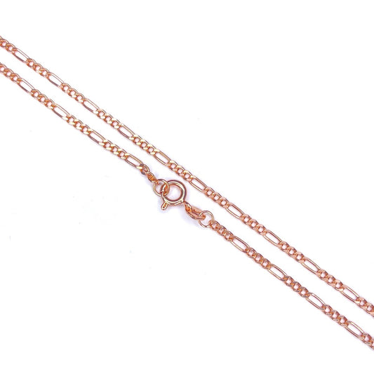 Sterling Silver Rose Gold Plated 2 mm Figaro Chain