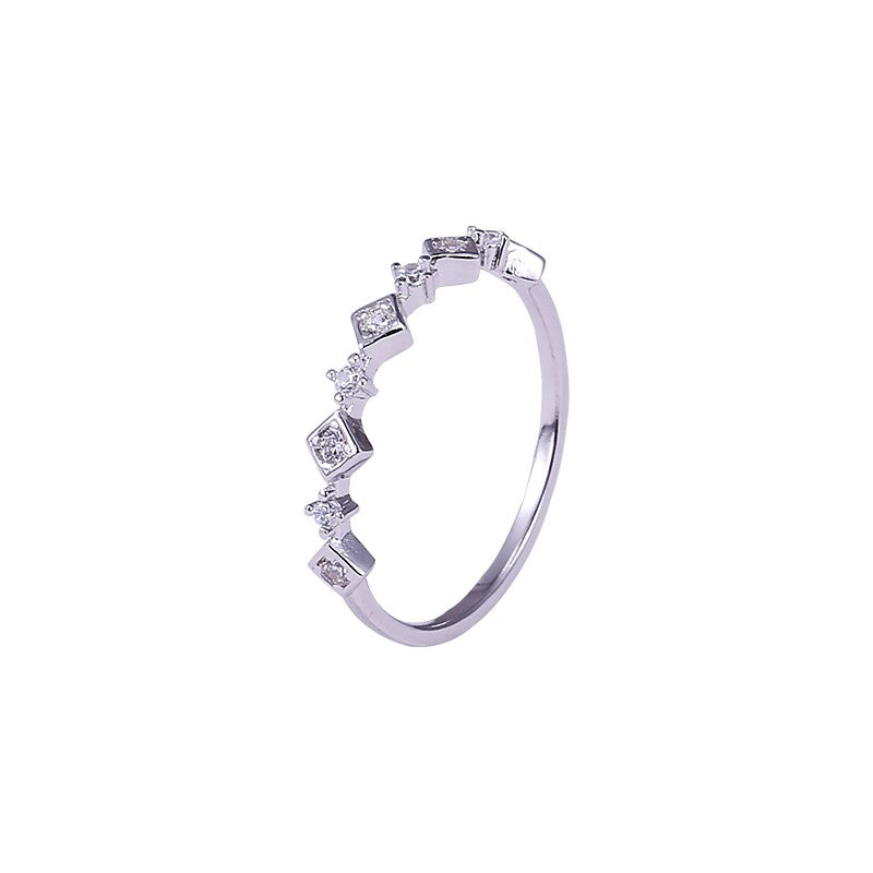 Sterling Silver Rhodium Plated CZ Rhombus Ring