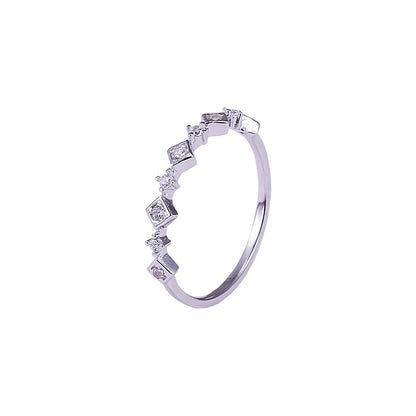 Sterling Silver Rhodium Plated CZ Rhombus Ring