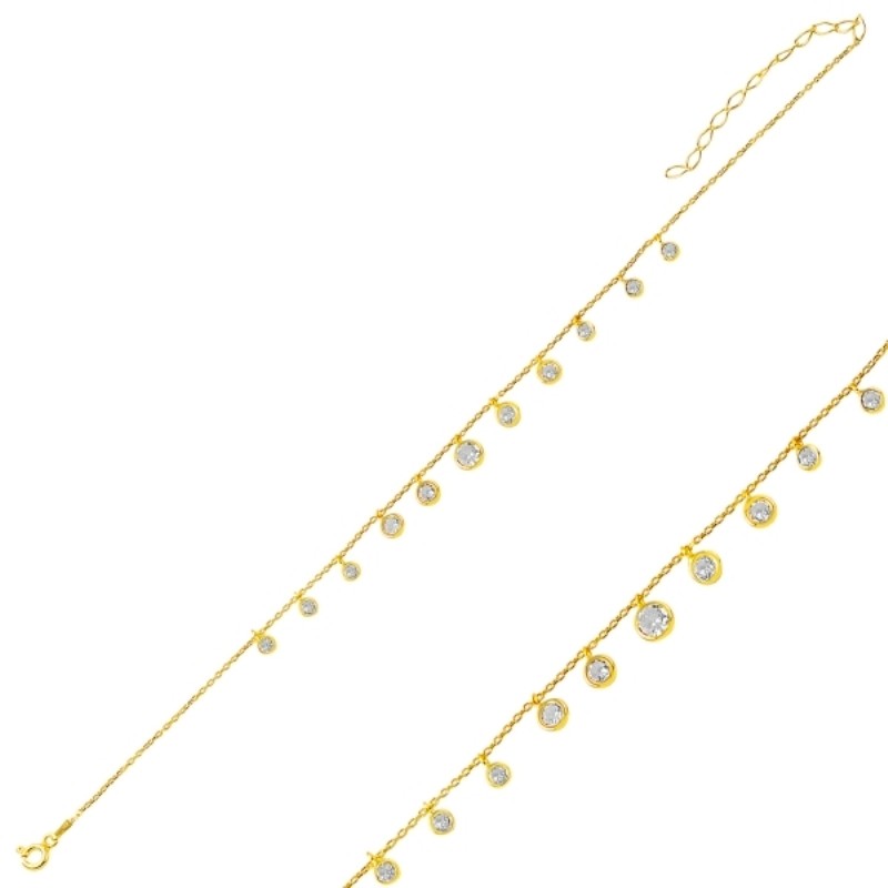 Sterling Silver Gold Plated CZ Anklet