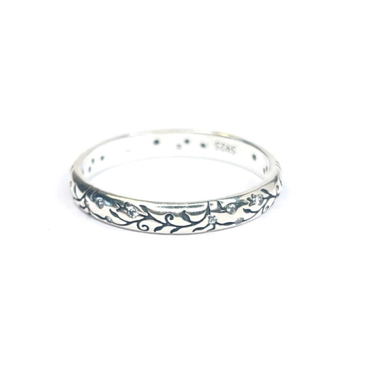 Sterling Silver CZ Ornamented Ring