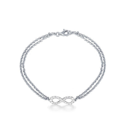 Sterling Silver Rhodium Plated CZ Infinity Bracelet