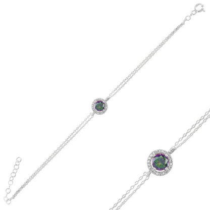 Sterling Silver Rhodium Plated Mystic Topaz Bracelet