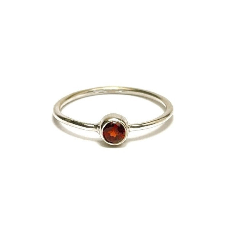 Sterling Silver Minimalist Garnet Ring