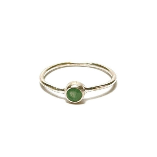 Sterling Silver Minimalist Green Beryl Ring