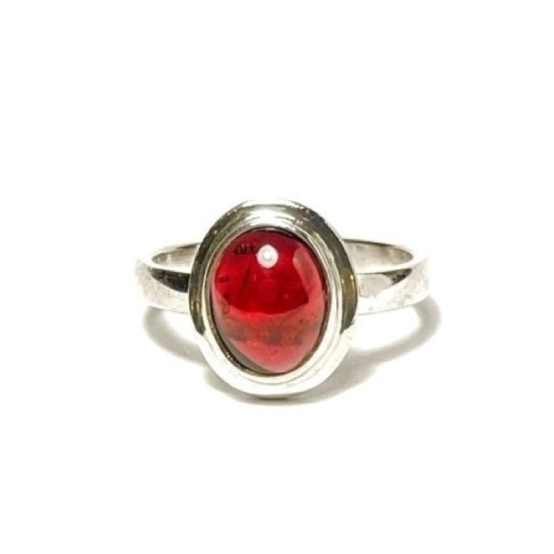 Sterling Silver Oval Garnet Ring