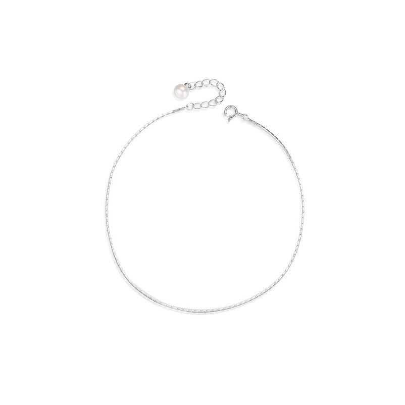 Sterling Silver Pearl Chain Anklet