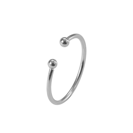 Sterling Silver Rhodium Plated Minimalist Bead Ring