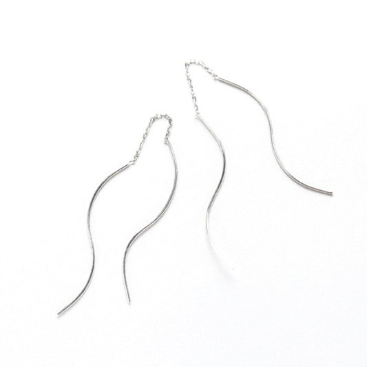 Sterling Silver Rhodium Plated Chain Drop Earrings