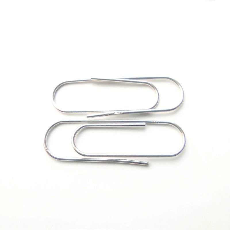 Sterling Silver Rhodium Plated Paper Clip Drop Earrings