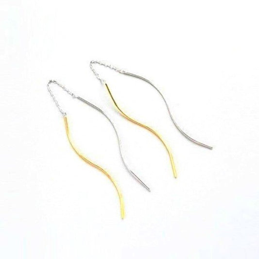 Sterling Silver Rhodium & Gold Plated Drop Earrings