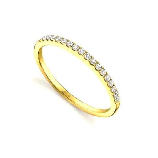 Sterling Silver Gold Plated 1.5 mm CZ Band Ring