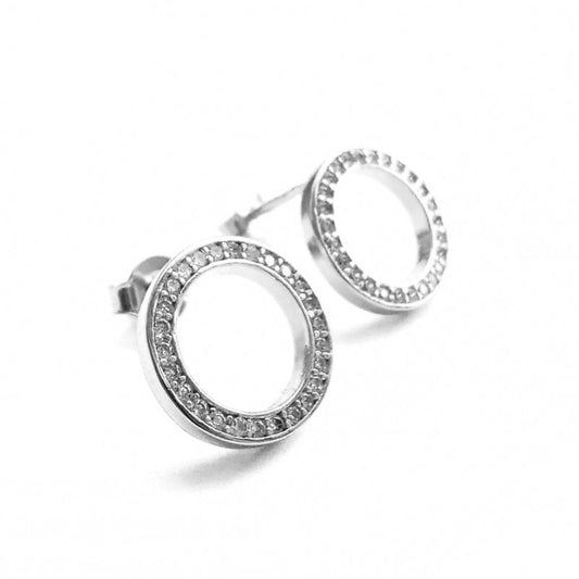 Sterling Silver CZ Circle Studs