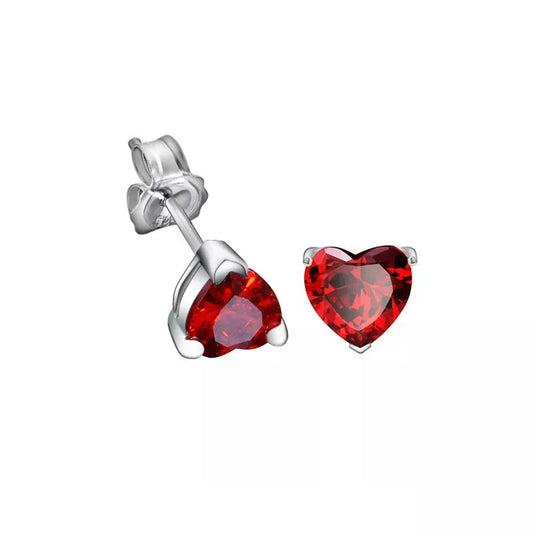 Sterling Silver Rhodium Plated CZ Heart Studs