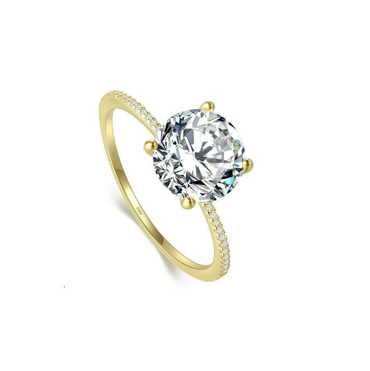 Sterling Silver Gold Plated CZ Crystal Ring