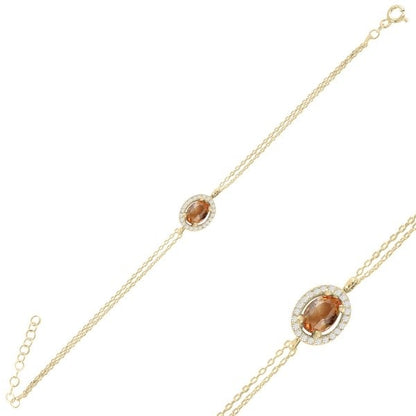 Sterling Silver Rose Gold Plated Oval Zultanite Bracelet
